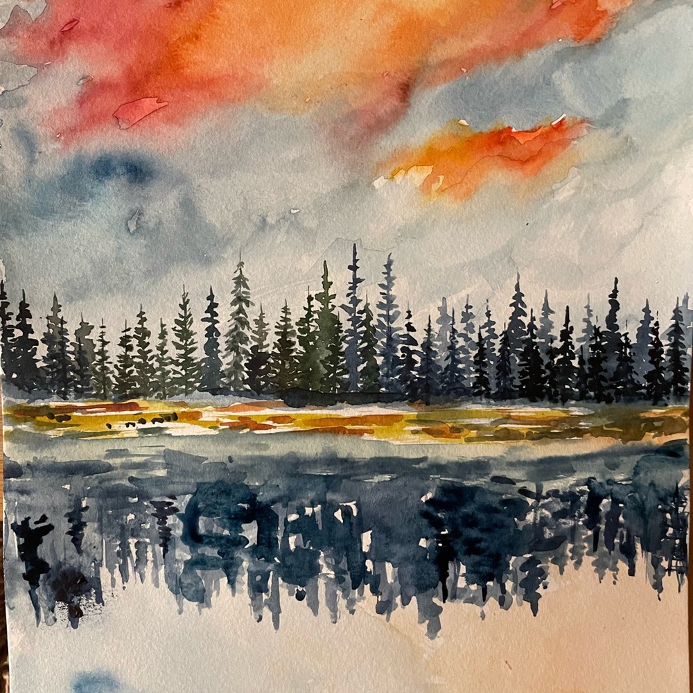 Lake waterfront painting